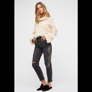 One Teaspoon Black Embroidered Women Jeans